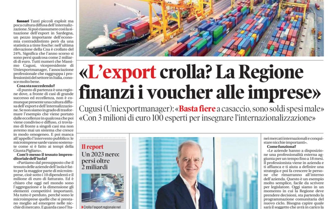 L’export crolla? La Regione finanzi i voucher alle imprese